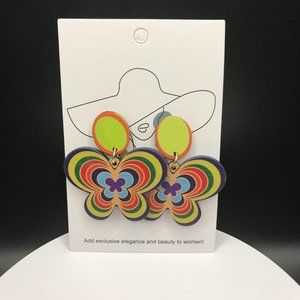 NWT Spiral Pattern Colorful Dangle Earrings Set Retro Bohemian Style